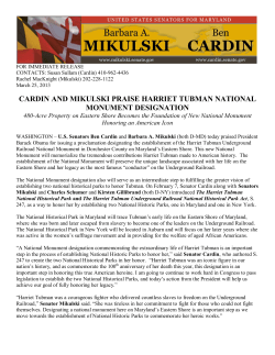 cardin and mikulski praise harriet tubman national monument
