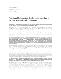 Nutritional Information: TRaffic Light Labelling is the