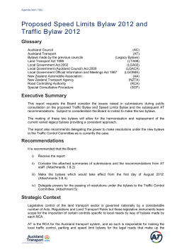 Traffic Bylaw 2012 - Auckland Transport