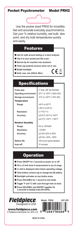 PRH2 - Pocket Psychrometer