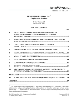 Ten HR Issues From 2011