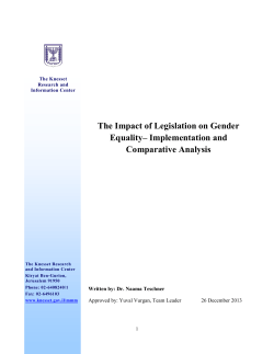The Impact of Legislation on Gender Equality&ndash; Implementation and