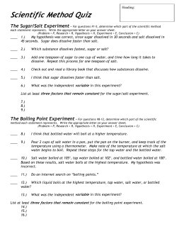 Scientific Method Quiz The Sugar/Salt