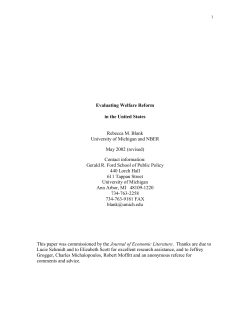 Evaluating Welfare Reform