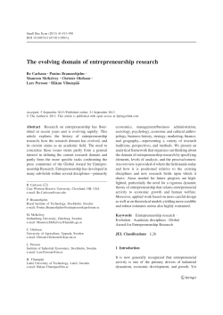 The evolving domain of entrepreneurship research