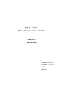 MY EDEN, MY HELL: Biblical allusions in the lyrics of