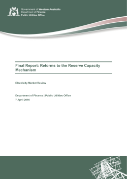 Final Report: Reforms to the Reserve Capacity Mechanism