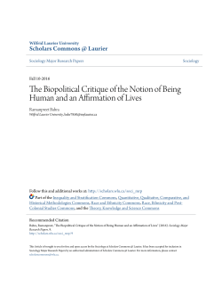The Biopolitical Critique of the Notion of Being Human and an