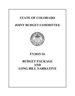 Budget Package and Long Bill Narrative