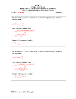 MATH 31 UNIT 3 LESSON #4 DERIVATIVES OF TRIGONOMETRIC