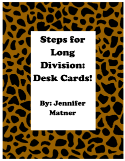 Steps for Long Division: Desk Cards!