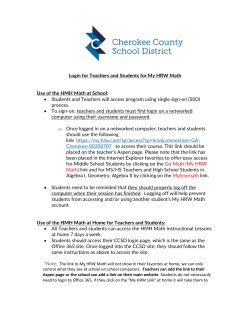 Login for Teachers and Students for My HRW Math Use of the HMH