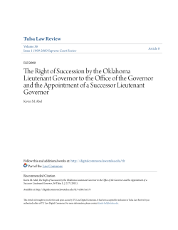 The Right of Succession by the Oklahoma Lieutenant Governor to