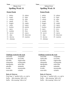 Spelling Week 14 Spelling Week 14