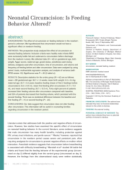 Neonatal Circumcision: Is Feeding Behavior Altered?