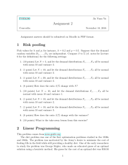 Assignment 2 1 Risk pooling 2 Linear Programming