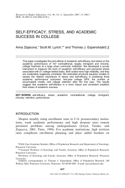 self-efficacy, stress, and academic success in college