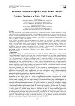 Domain of Educational Objectives Social Studies Teachers