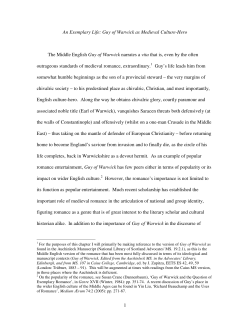 1 An Exemplary Life: Guy of Warwick as Medieval Culture