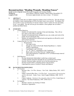 Reconstruction: “Healing Wounds, Mending Fences”