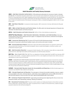 Adult Education and Family Literacy Acronyms