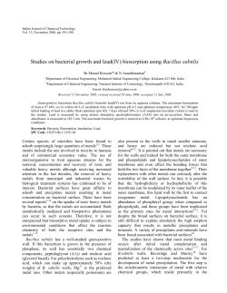 Studies on bacterial growth and lead(IV) biosorption using Bacillus