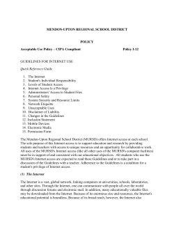 CIPA Compliant Policy I-12 GUIDELINES FOR INTERNET