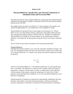 Thermal Diffusivity, Specific Heat, and Thermal Conductivity of