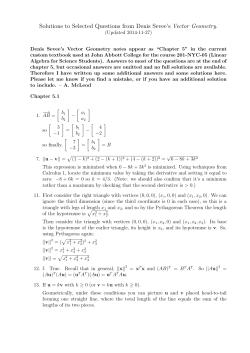 Solutions to Selected Questions from Denis Sevee`s Vector Geometry.