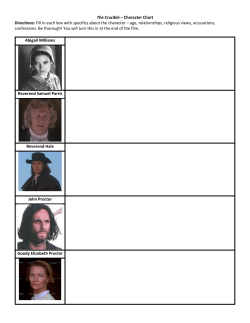The Crucible &ndash; Character Chart Directions: Fill in each box with