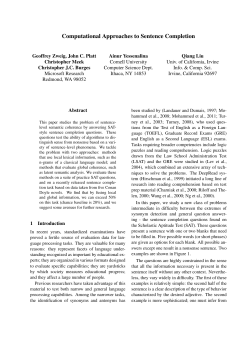 Computational Approaches to Sentence Completion