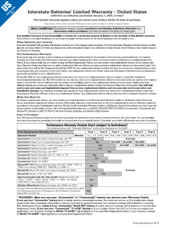 H Interstate Batteries` Limited Warranty – United States