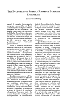 Evolution of Russian Forms of Business Enterprise, The