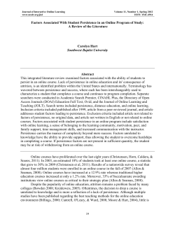 Factors Associated With Student Persistence in