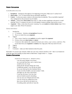 POETRY EXPLICATION 1. Paraphrase &ndash; Summarize what appears