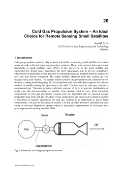 Cold Gas Propulsion System – An Ideal Choice for