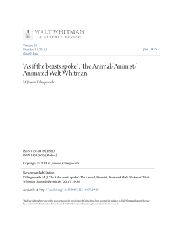 "As if the beasts spoke": The Animal/Animist/Animated Walt Whitman