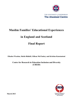 Muslim Families` Educational Experiences in England and Scotland
