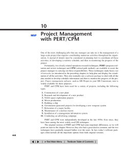 Chapter 10 Project Management with PERT/CPM