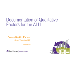 Documentation of Qualitative Factors for the ALLL