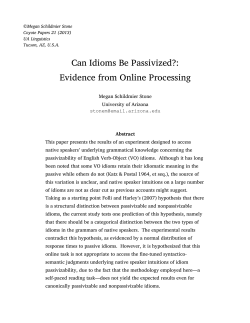 Can Idioms Be Passivized?: Evidence from Online Processing