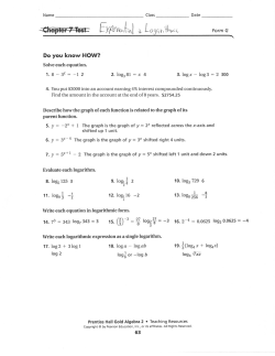 Algebra 2 - Final Study Guide Answers