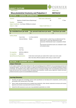 SUBJECT OUTLINE Musculoskeletal Anatomy and Palpation 2