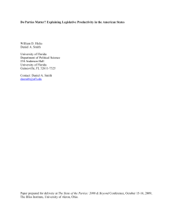 Do Parties Matter? Explaining Legislative Productivity in the