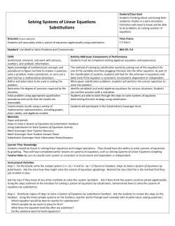 Solving Systems of Linear Equations Substitutions