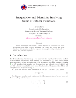 Inequalities and Identities Involving Sums of Integer Functions