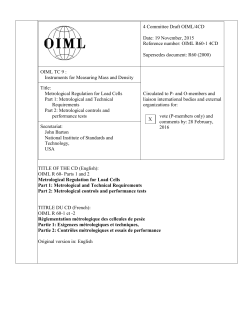 OIMLR 60 1 and 2 Metrological Regulation for Load Cells