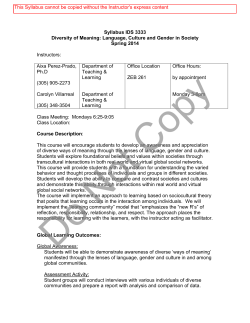 Syllabus IDS 3333 Diversity of Meaning: Language, Culture and