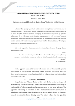 apposition and incidence - two syntactic (non) relationships!?