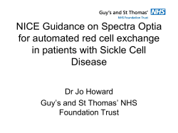 NICE Guidance on Spectra Optia for automated red cell exchange in